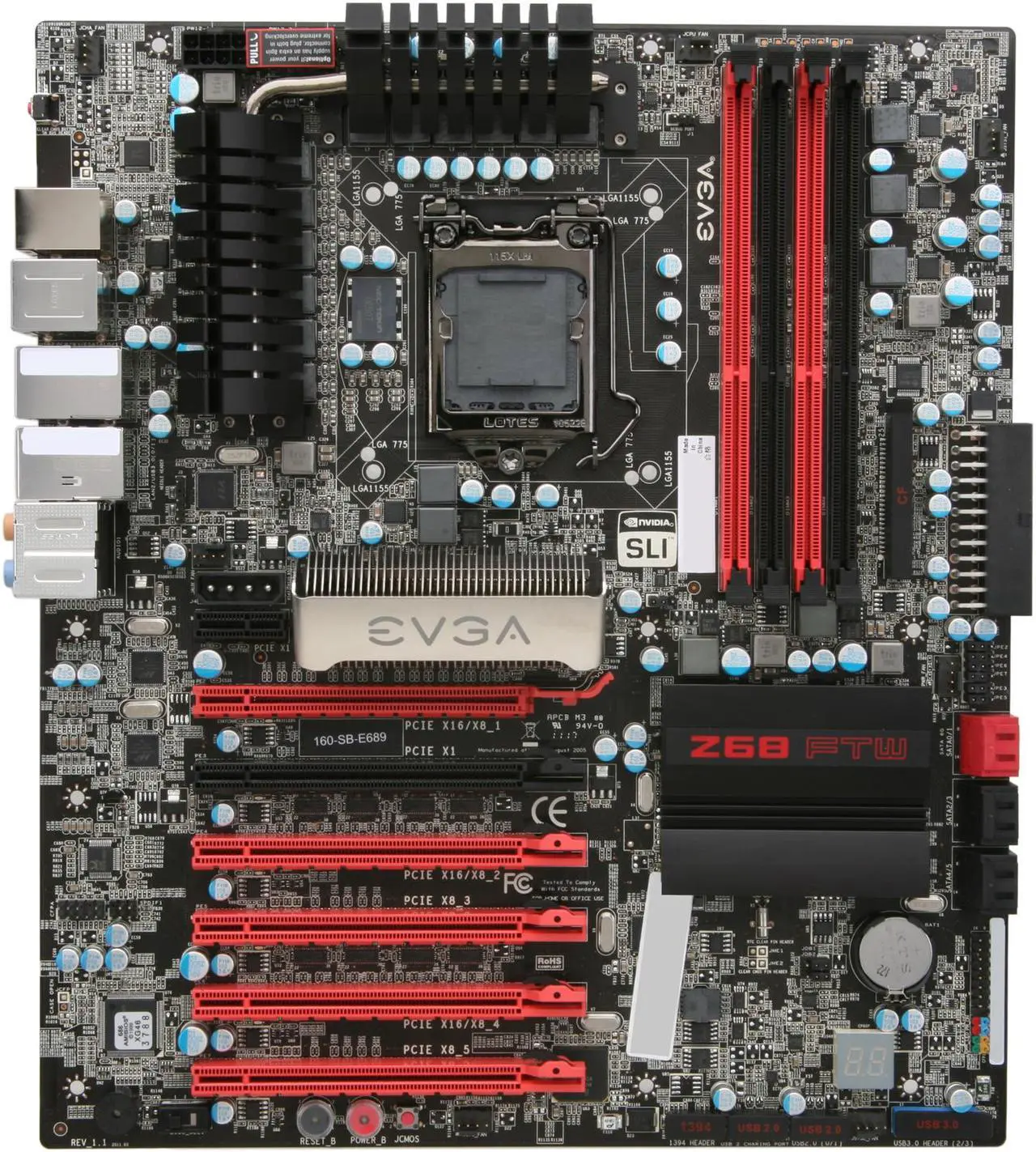 Alt view image 3 of 5 - EVGA Z68 FTW 160-SB-E689-KR LGA 1155 Intel Z68 SATA 6Gb/s USB 3.0 Extended ATX Intel Motherboard