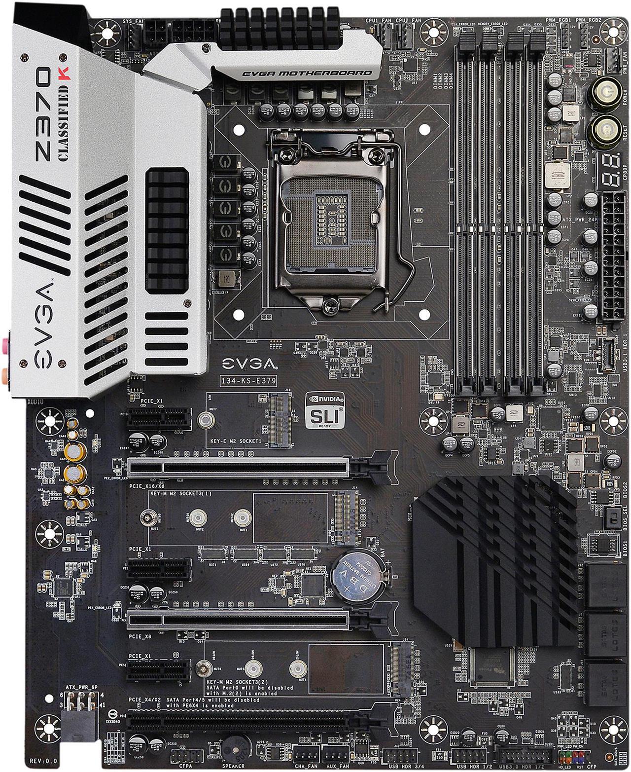 Main image of EVGA Z370 Classified K, 134-KS-E379-KR, LGA 1151, Intel Z370, HDMI, SATA 6Gb/s, USB 3.1, USB 3.0, ATX, Intel Motherboard