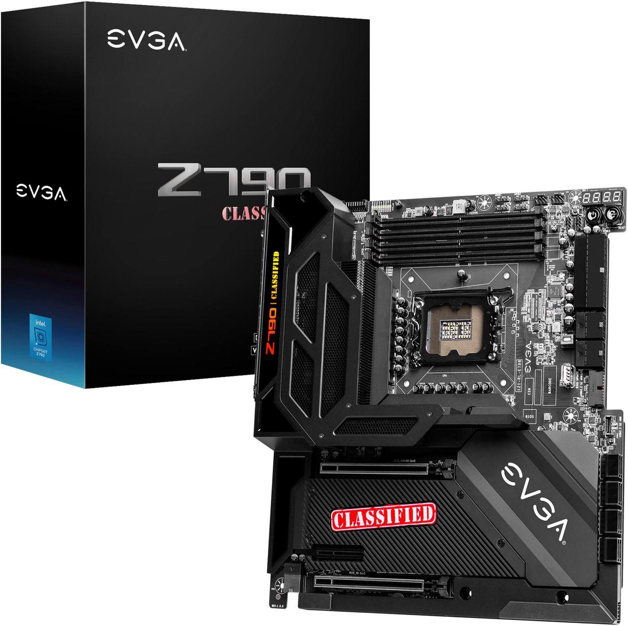 EVGA Z790 CLASSIFIED, 121-RL-E798-KR, LGA 1700, Intel Z790, PCIe Gen5, SATA 6Gb/s, 10Gb/s LAN, WiFi6E/BT5.2, USB4, M.2, EATX, Intel Motherboard