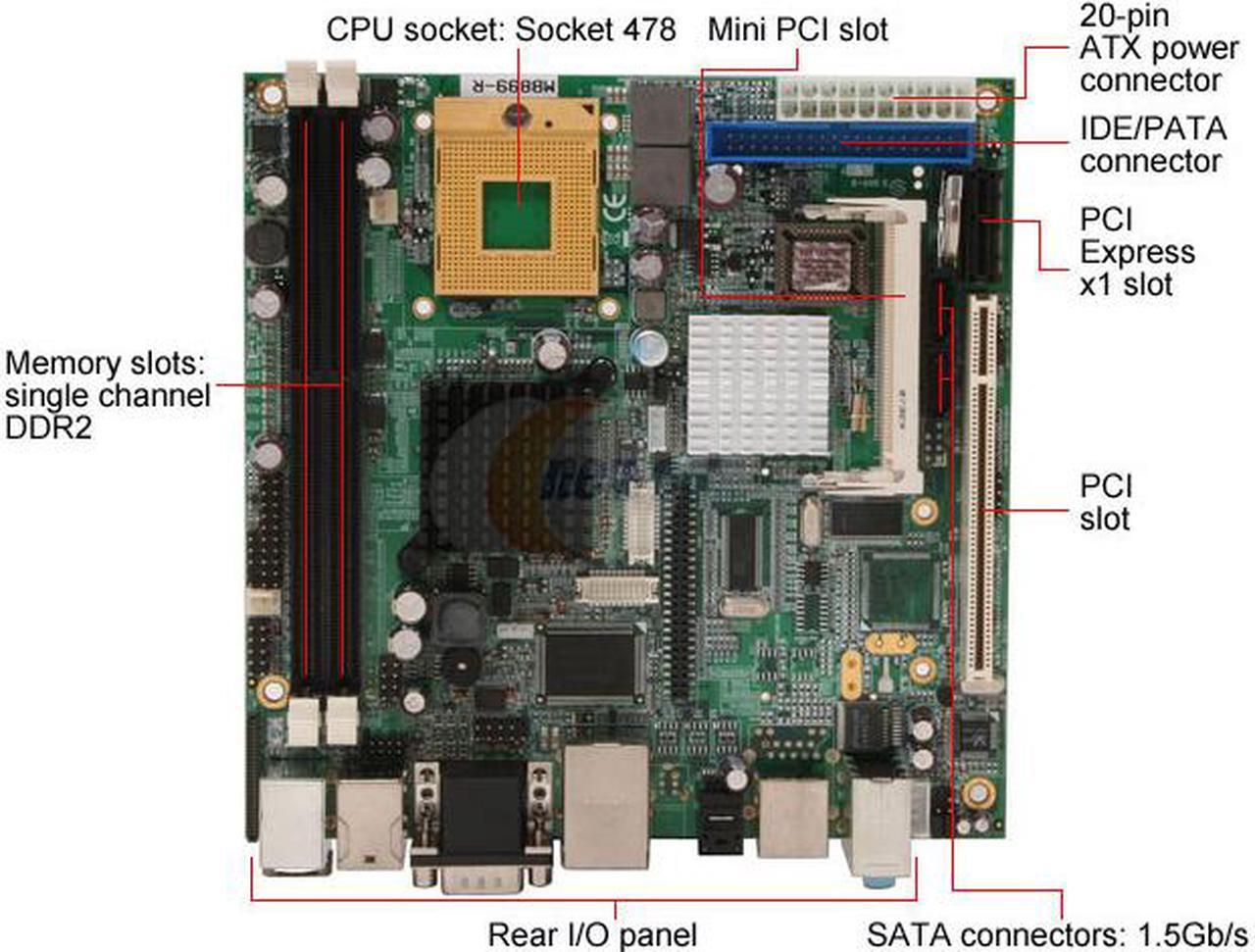 Alt view image 3 of 7 - iGoLogic Inc MBI3899 Socket 478 Intel 945GM Mini ITX Intel Motherboard