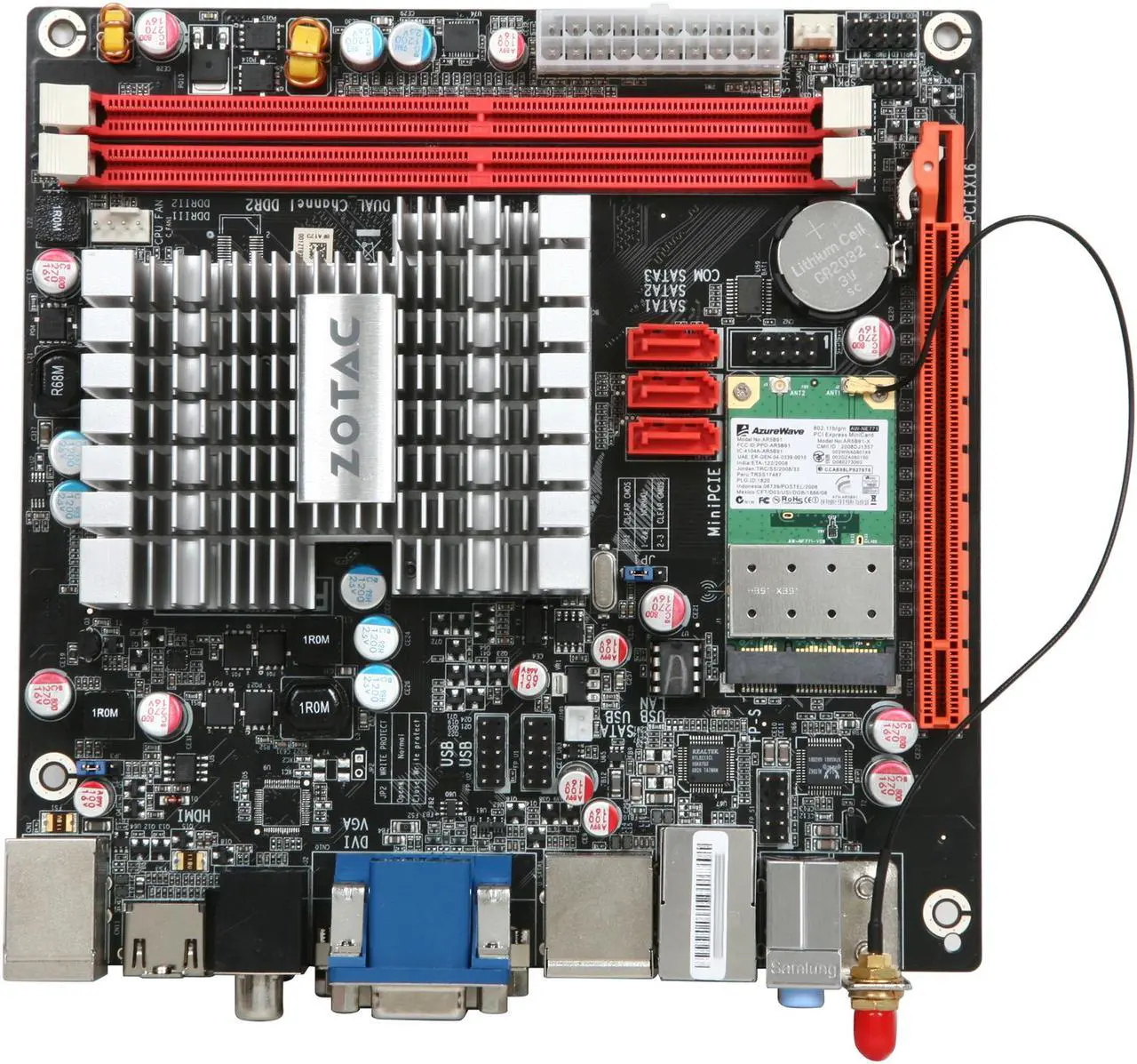 Alt view image 3 of 5 - ZOTAC IONITX-F-E Intel Atom 330 (1.6GHz, dual-core) MCP7A-ION Mini ITX Motherboard / CPU Combo