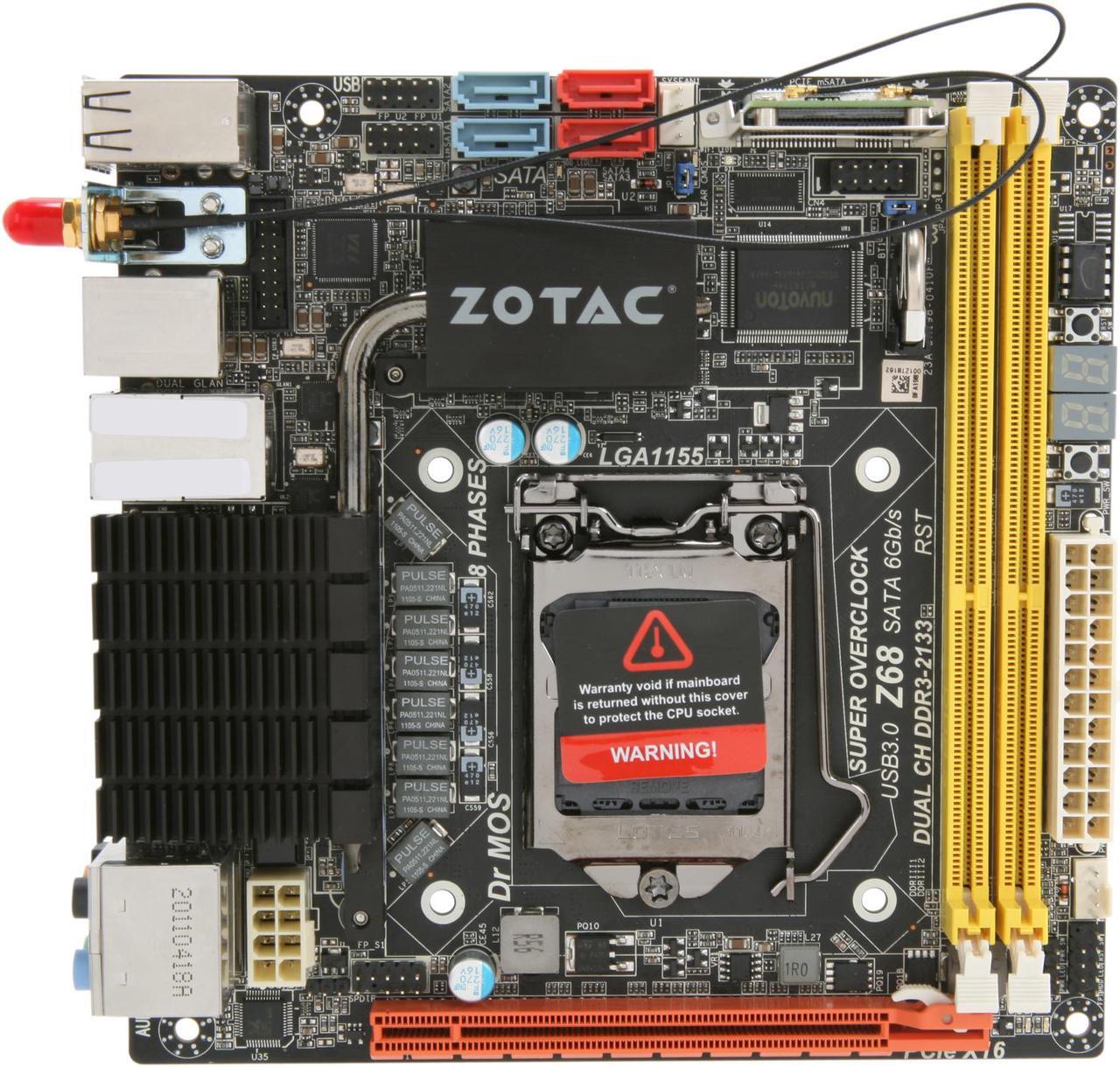 Alt view image 3 of 5 - ZOTAC Z68ITX-A-E LGA 1155 Intel Z68 HDMI USB 3.0 Mini ITX Intel Motherboard