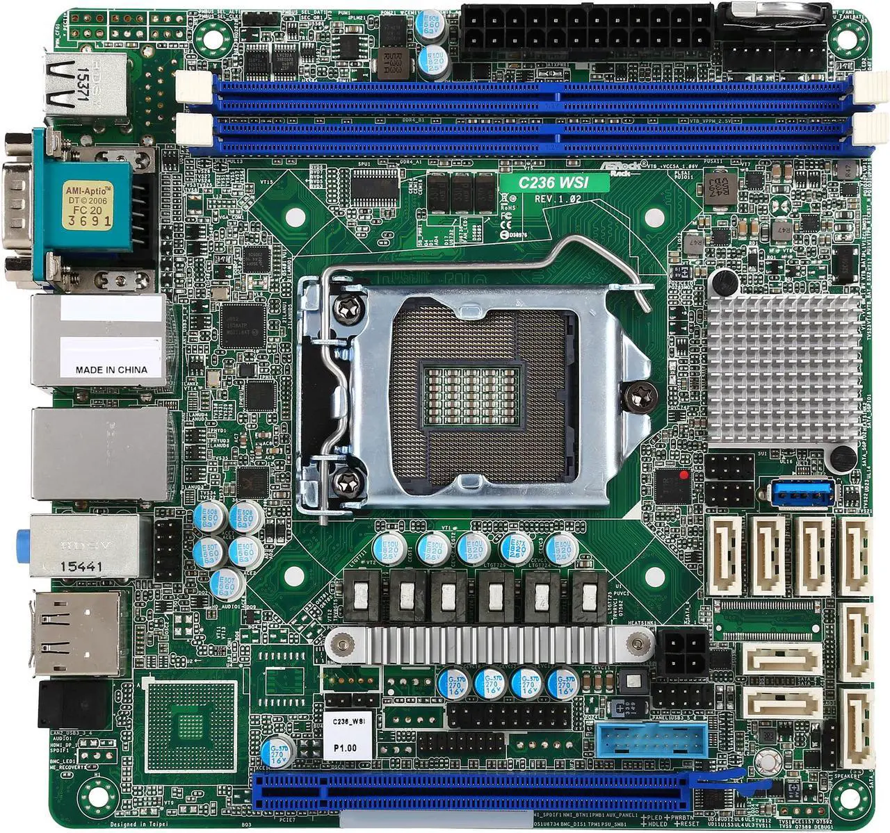 Alt view image 3 of 5 - ASRock Rack C236 WSI Mini ITX Server Motherboard LGA 1151 Intel C236