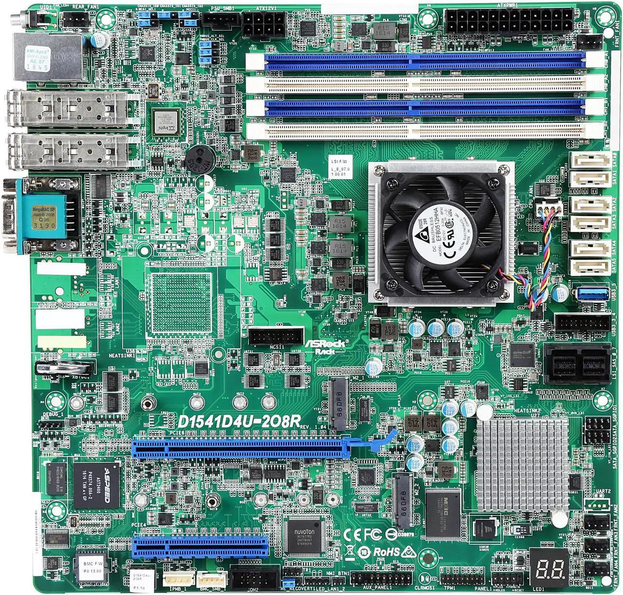 Alt view image 4 of 5 - Asrock Rack D1541D4U-2O8R Server Motherboard Intel Xeon D1541 SFP DDR4 ECC DIMM