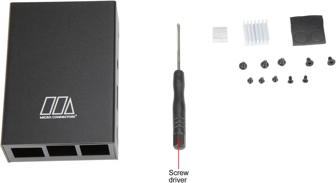 Alt view image 8 of 8 - Micro Connectors RAS-PCS03-BK Aluminum Raspberry Pi 3 Model B/B+ Case (Black)