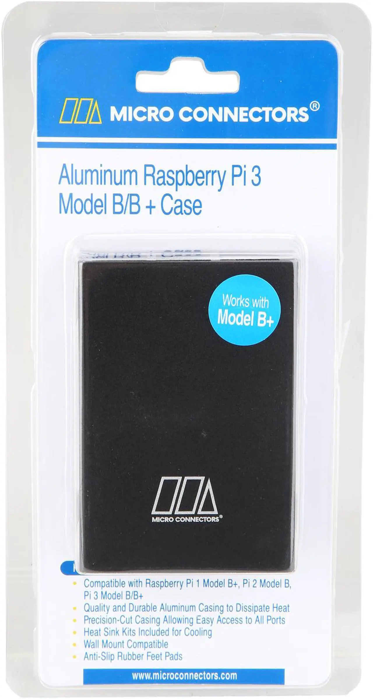 Alt view image 9 of 8 - Micro Connectors RAS-PCS03-BK Aluminum Raspberry Pi 3 Model B/B+ Case (Black)