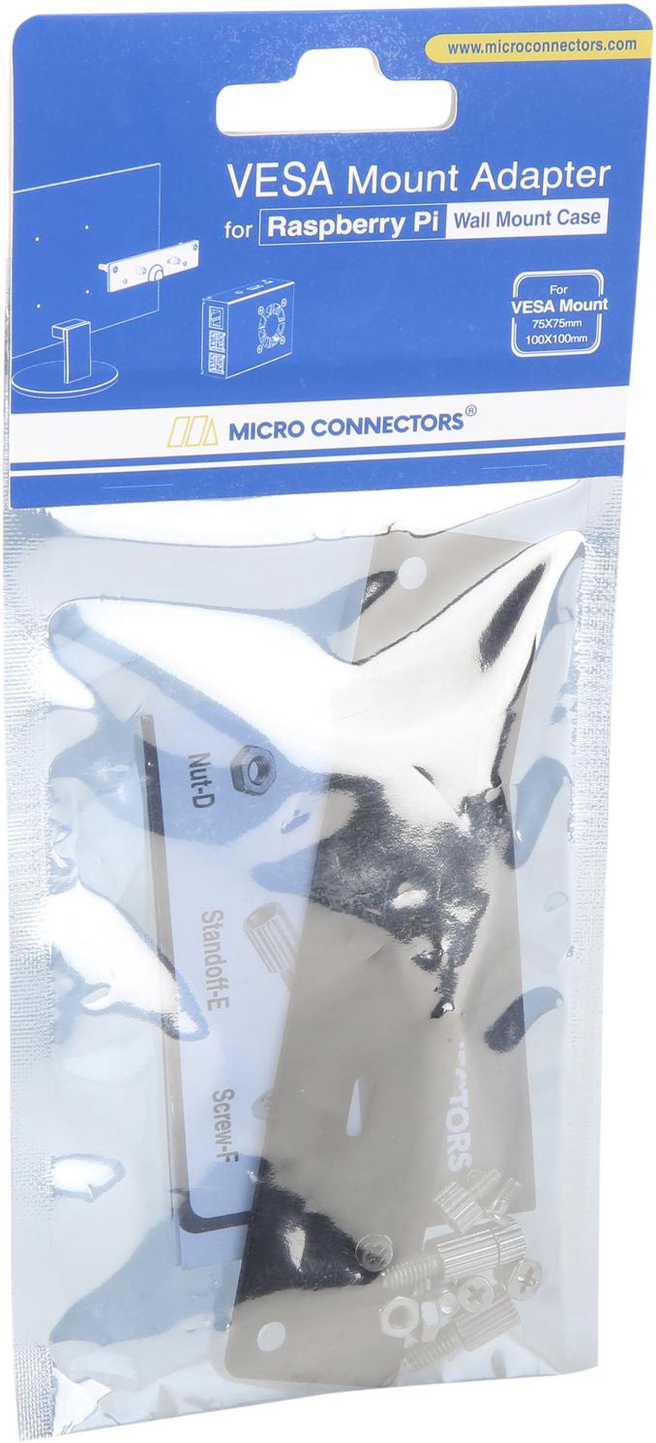 Alt view image 8 of 8 - Micro Connectors RAS-VE03 VESA Mount Adapter for Raspberry Pi Wall Mount Case