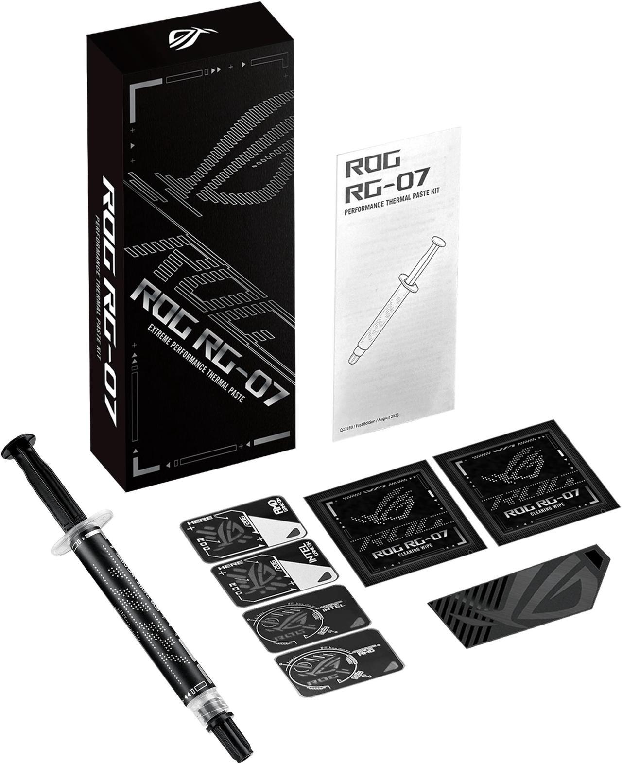 ASUS ROG RG-07 PERFORMANCE THERMAL PASTE KIT - 3 Grams, 2.5 W/m.k Rated Thermal Absorption Paste for All Processors and Graphics Cards, Included Applicator, Stencils, and Cleaning Wipes