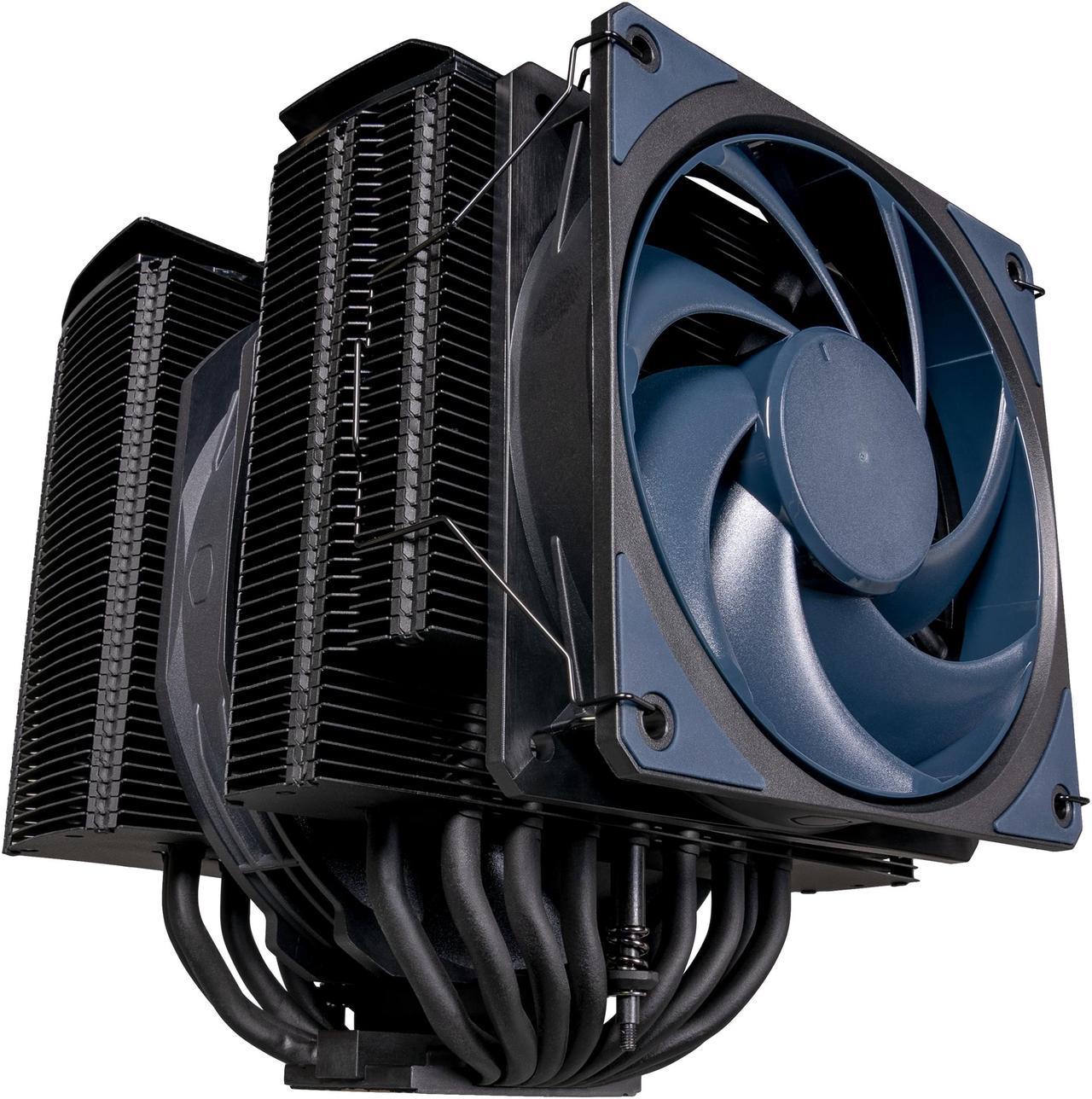 Cooler Master MasterAir MA824 Stealth Dual Tower CPU Air Cooler, 8 Heat Pipes, Dual Mobius 120mm | 135mm Fans, Nickel-Plated Copper Base, AMD Ryzen AM5/AM4, Intel LGA1700/1200