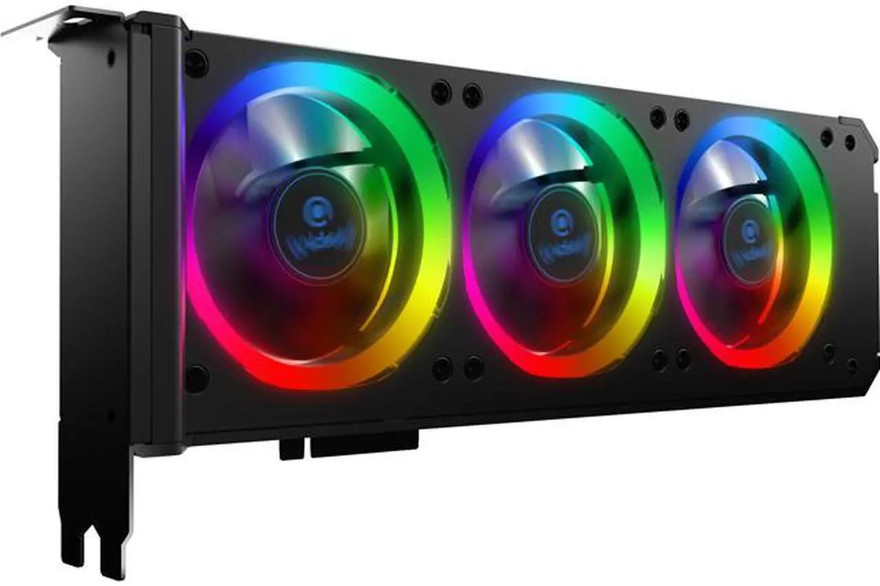 Main image of Anidees Graphic Card Cooler 3 x 80mm PWM Fan, Support ASUS Aura SYNC/MSI Mystic Sync/ASROCK Aura RGB/GIGABYTE RGB Fusion (5V 3-Pin Addressable Headers ONLY) PCI Mount Bracket with Remote - AI-GP-CL