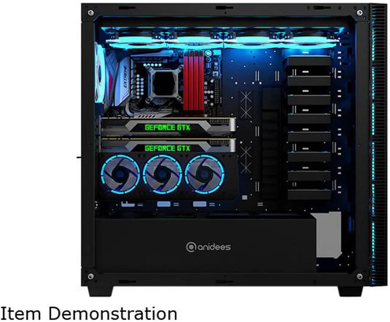 Alt view image 7 of 7 - Anidees Graphic Card Cooler 3 x 80mm PWM Fan, Support ASUS Aura SYNC/MSI Mystic Sync/ASROCK Aura RGB/GIGABYTE RGB Fusion (5V 3-Pin Addressable Headers ONLY) PCI Mount Bracket with Remote - AI-GP-CL