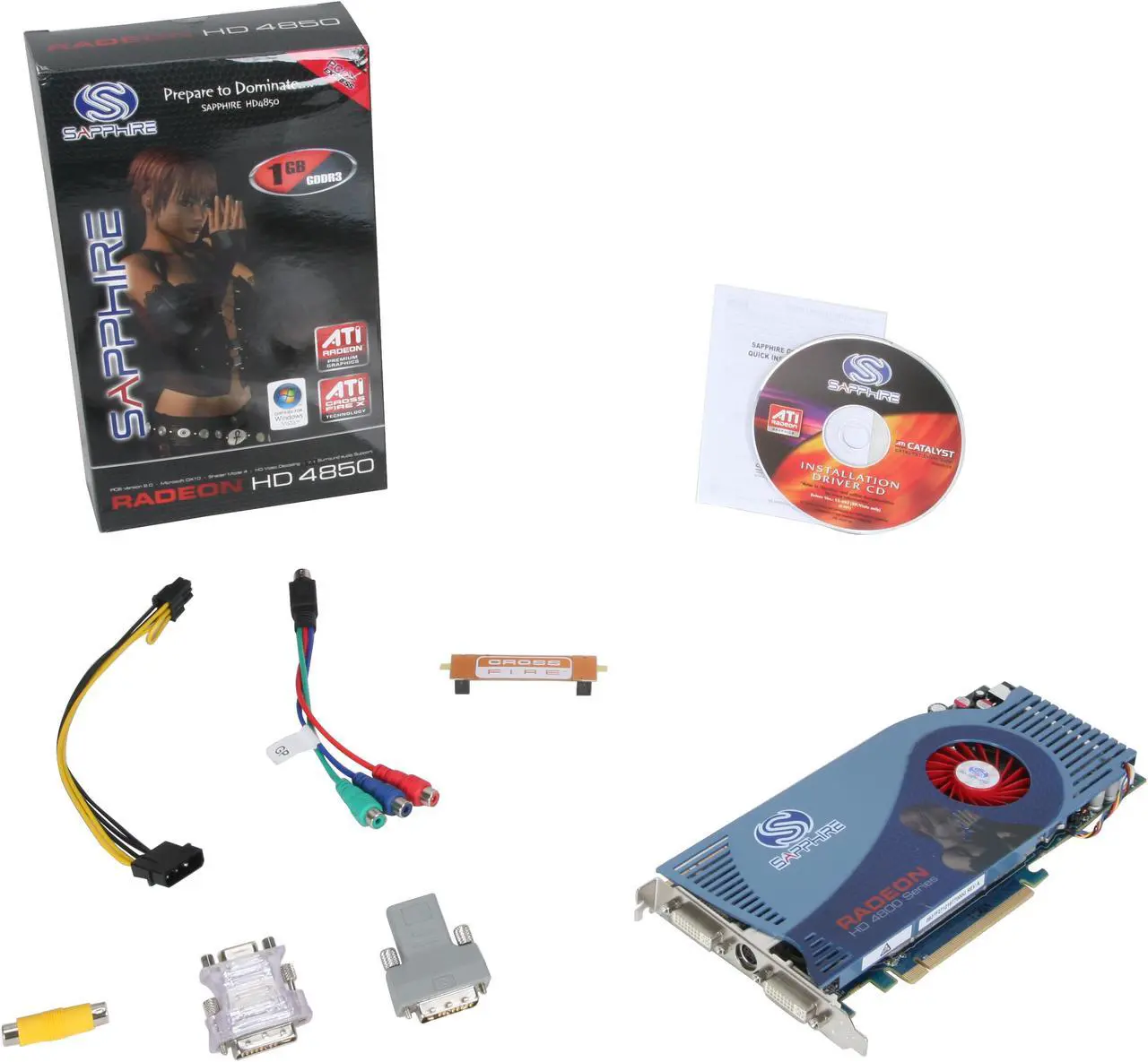Alt view image 6 of 6 - SAPPHIRE Radeon HD 4850 1GB GDDR3 PCI Express 2.0 x16 CrossFireX Support Graphics Card 100242-1GL