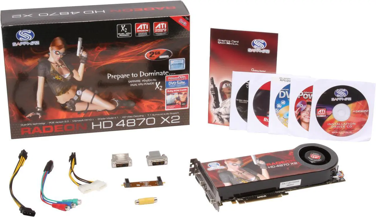 Alt view image 6 of 6 - SAPPHIRE Radeon HD 4870 X2 2GB GDDR5 PCI Express 2.0 x16 CrossFireX Support Graphics Card 100251SR