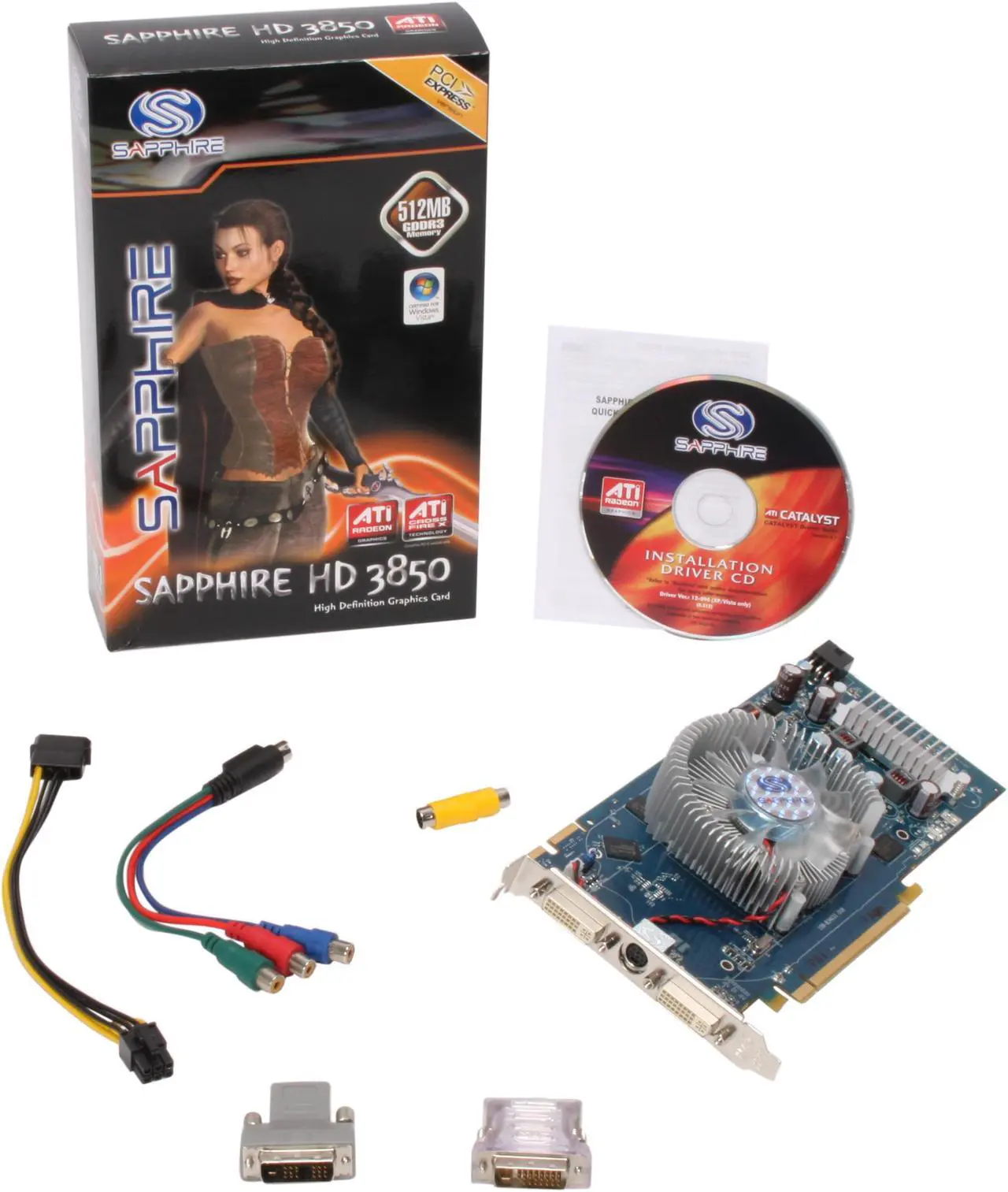 Alt view image 6 of 6 - SAPPHIRE Radeon HD 3850 512MB GDDR3 PCI Express 2.0 x16 CrossFireX Support Graphics Card 100248L