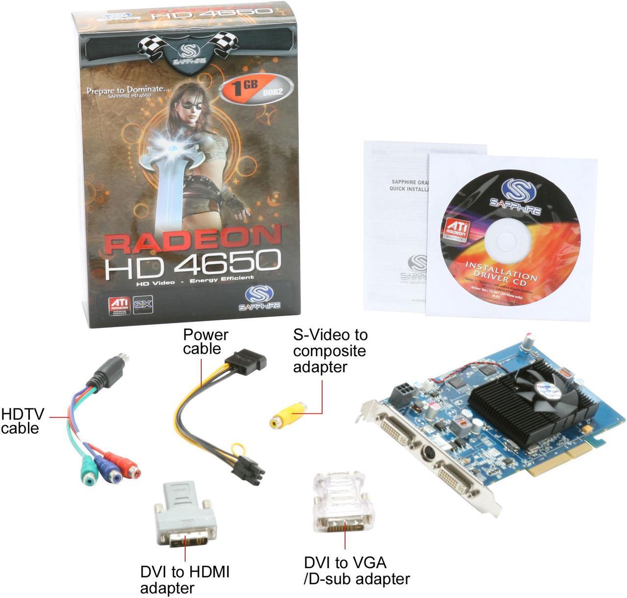 Alt view image 5 of 5 - SAPPHIRE Radeon HD 4650 1GB DDR2 AGP 8X Graphics Card 100288L