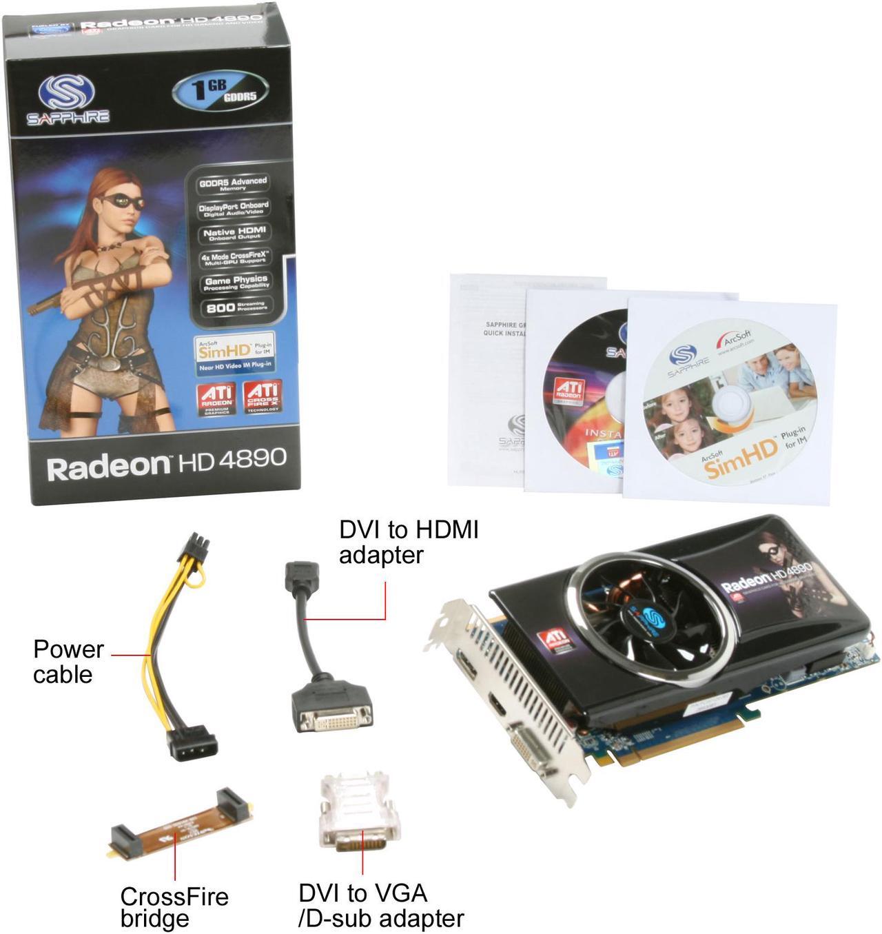Alt view image 6 of 6 - SAPPHIRE Radeon HD 4890 1GB GDDR5 PCI Express 2.0 x16 CrossFireX Support Graphics Card 100269HDMI