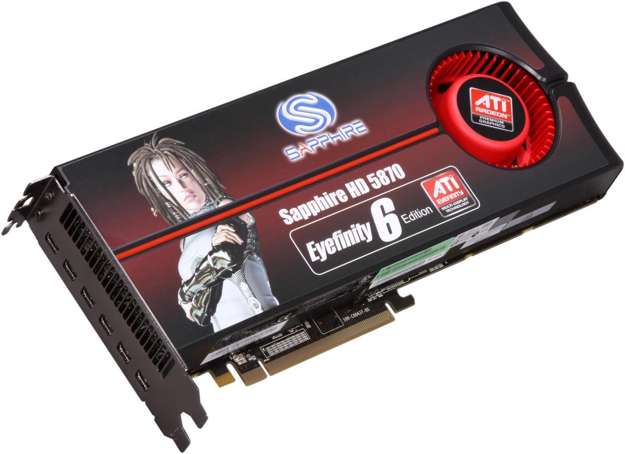 Main image of SAPPHIRE Radeon HD 5870 (Cypress XT) 2GB GDDR5 PCI Express 2.1 x16 CrossFireX Support Graphics Card 100290SR