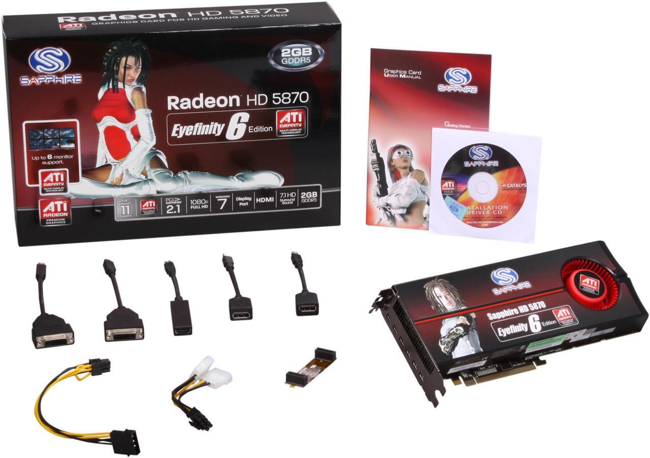Alt view image 6 of 6 - SAPPHIRE Radeon HD 5870 (Cypress XT) 2GB GDDR5 PCI Express 2.1 x16 CrossFireX Support Graphics Card 100290SR