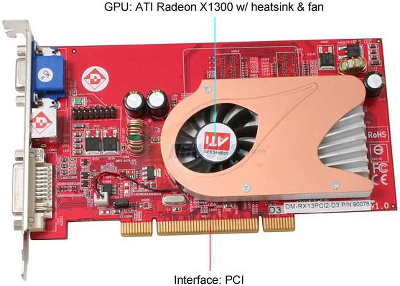 Alt view image 3 of 8 - DIAMOND Radeon X1300 256MB GDDR2 PCI Graphics Card X1300PCI256SB