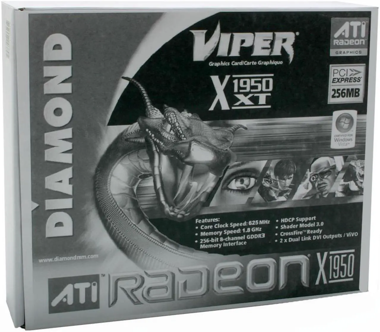Alt view image 6 of 6 - DIAMOND Viper X1950XT256PCIE Radeon X1950XT 256MB 256-bit GDDR3 PCI Express x16 HDCP Ready VIVO Video Card