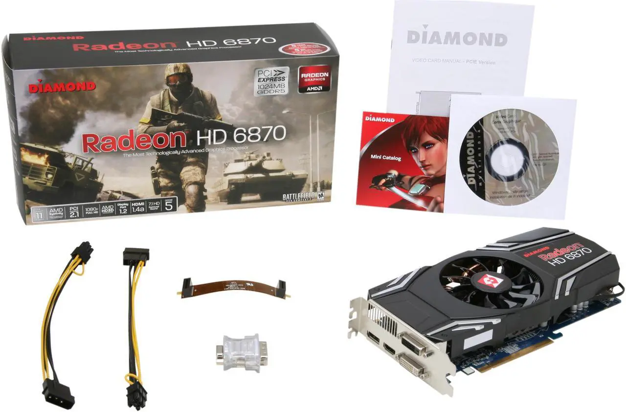 Alt view image 6 of 6 - DIAMOND Radeon HD 6870 1GB GDDR5 PCI Express 2.1 x16 CrossFireX Support Graphics Card 6870PE51GV2