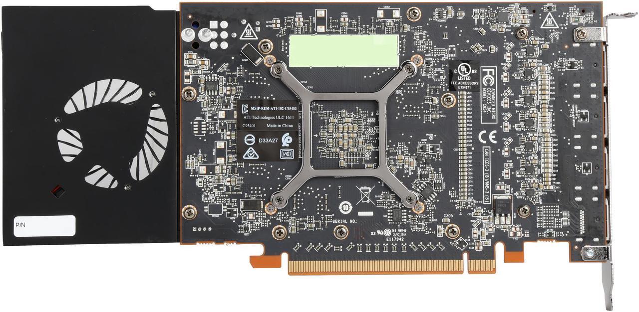 Alt view image 5 of 6 - Radeon Pro WX 7100 100-505826 8GB 256-bit GDDR5 Workstation Video Card