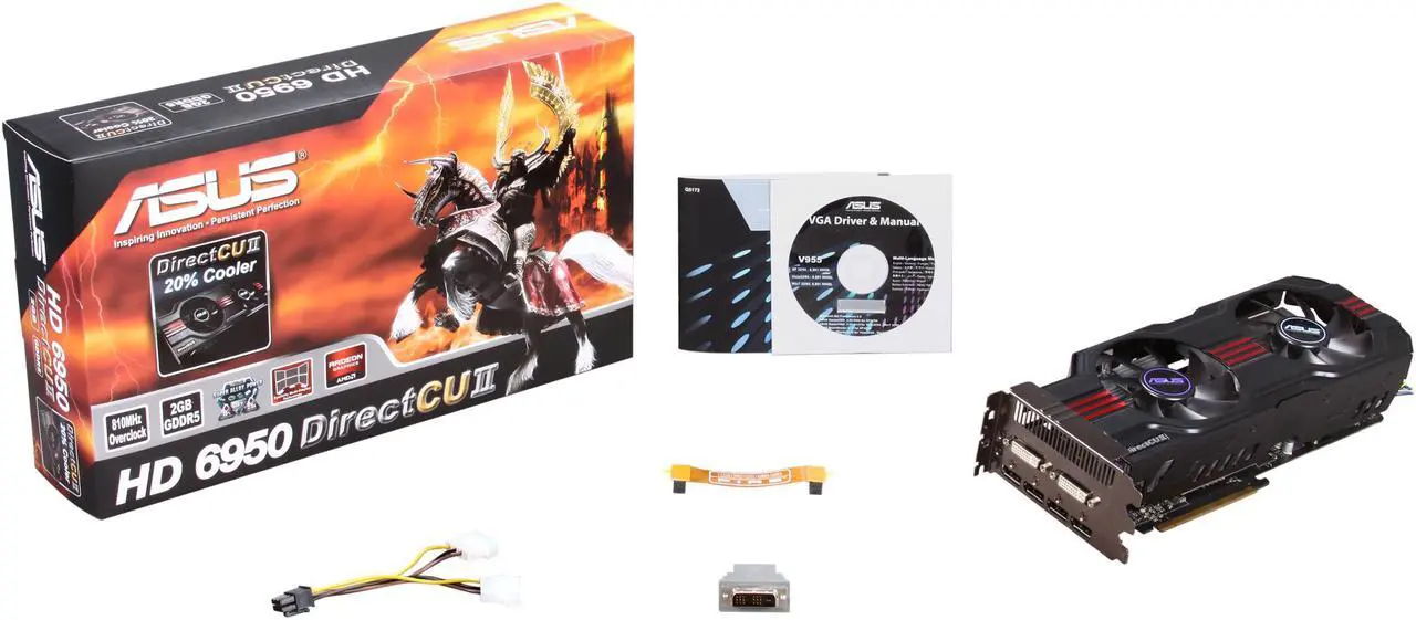 Alt view image 6 of 6 - ASUS Radeon HD 6950 2GB GDDR5 PCI Express 2.1 x16 CrossFireX Support Graphics Card EAH6950 DCII/2DI4S/2GD5