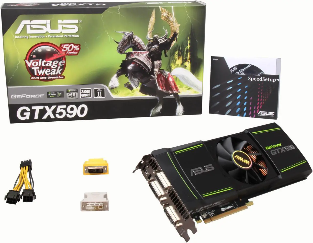 Alt view image 6 of 6 - ASUS GeForce GTX 590 (Fermi) 3GB GDDR5 PCI Express 2.0 x16 SLI Support Graphics Card ENGTX590/3DIS/3GD5