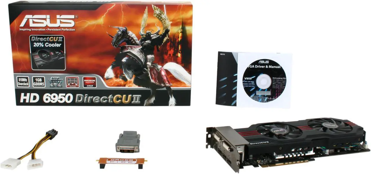 Alt view image 6 of 6 - ASUS Radeon HD 6950 1GB GDDR5 PCI Express 2.1 x16 CrossFireX Support Graphics Card EAH6950 DCII/2DI4S/1GD5