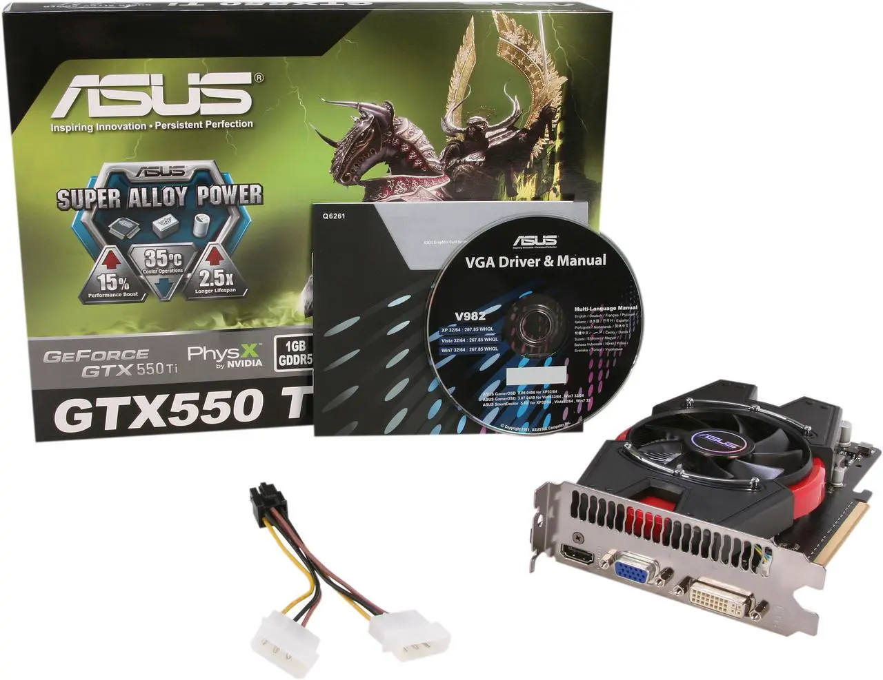 Alt view image 6 of 6 - ASUS GeForce GTX 550 Ti (Fermi) 1GB GDDR5 PCI Express 2.0 x16 SLI Support Graphics Card ENGTX550 Ti/DI/1GD5