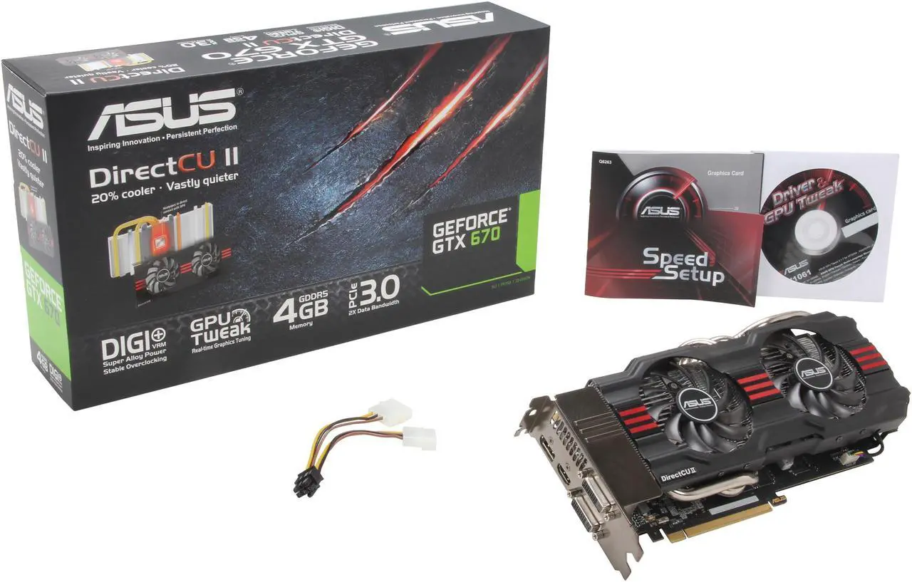Alt view image 6 of 6 - ASUS GeForce GTX 670 4GB GDDR5 PCI Express 3.0 x16 SLI Support Graphics Card GTX670-DC2-4GD5