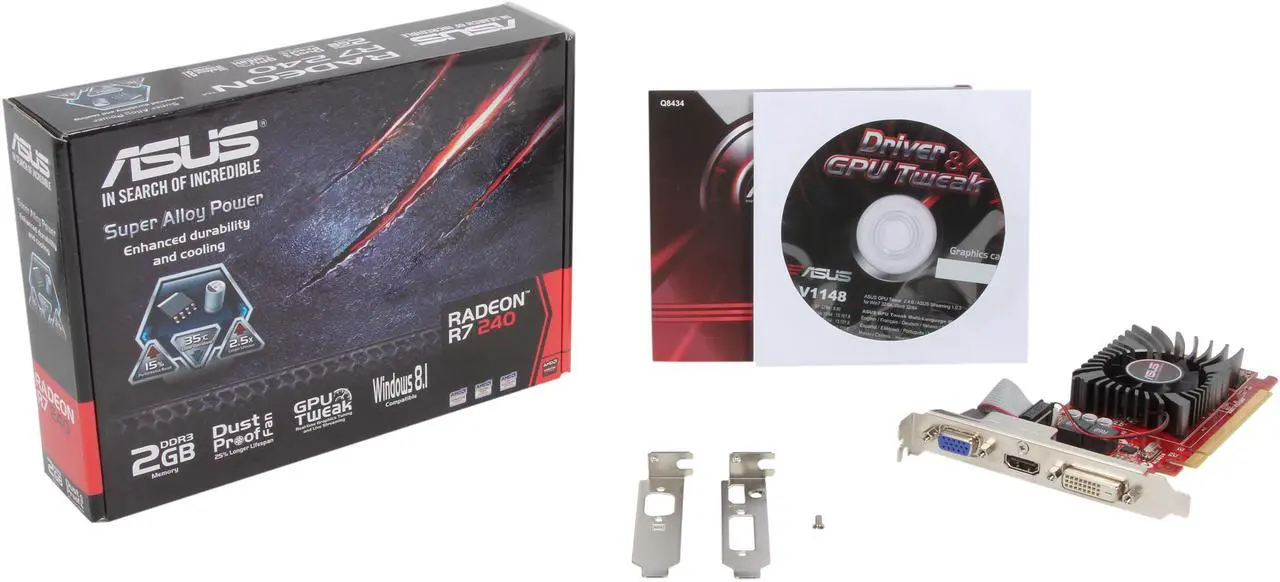 Alt view image 6 of 5 - ASUS Radeon R7 240 2GB DDR3 PCI Express 3.0 Low Profile Graphics Card R7240-2GD3-L