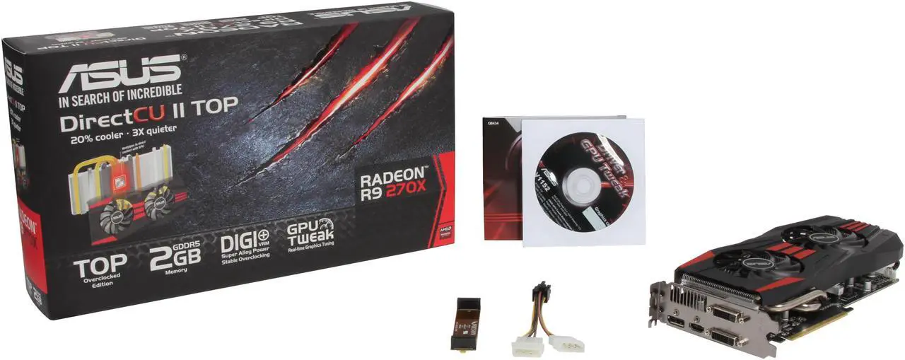 Alt view image 6 of 6 - ASUS DirectCU II Radeon R9 270X 2GB GDDR5 PCI Express 3.0 CrossFireX Support Graphics Card R9270X-DC2T-2GD5