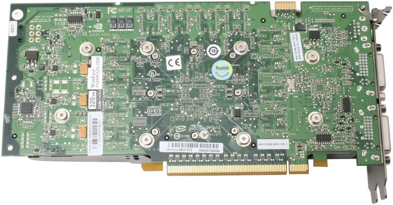 Alt view image 5 of 8 - Leadtek PX8800 GTS TDH 320MB GeForce 8800GTS 320MB 320-bit GDDR3 PCI Express x16 HDCP Ready SLI Supported HDCP Video Card