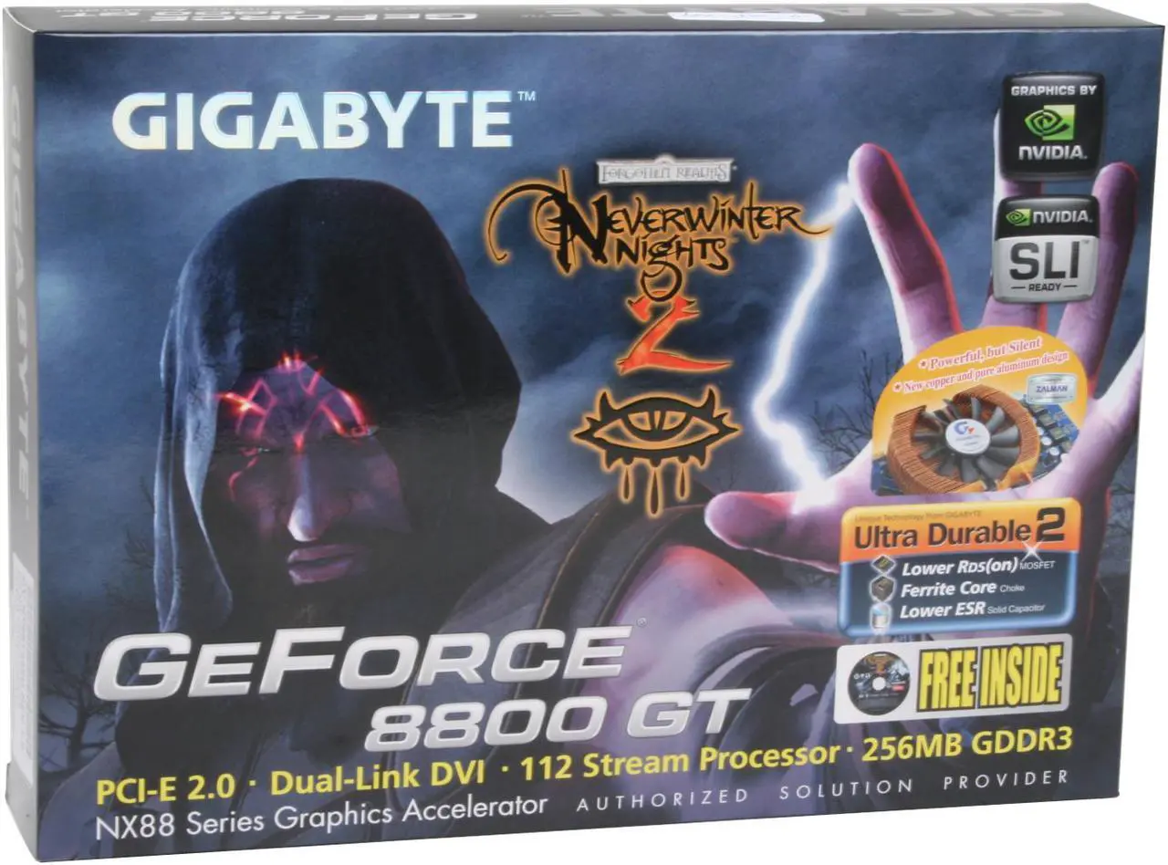 Alt view image 9 of 9 - GIGABYTE GeForce 8800 GT 256MB GDDR3 PCI Express 2.0 x16 SLI Support Graphics Card GV-NX88T256HV1