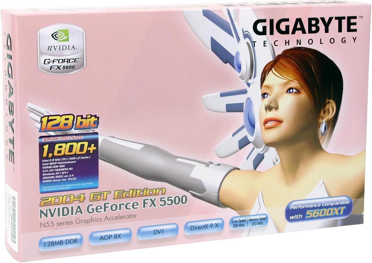 Alt view image 5 of 5 - GIGABYTE GeForce FX 5500 128MB DDR AGP 4X/8X Graphics Card GV-N55128DP
