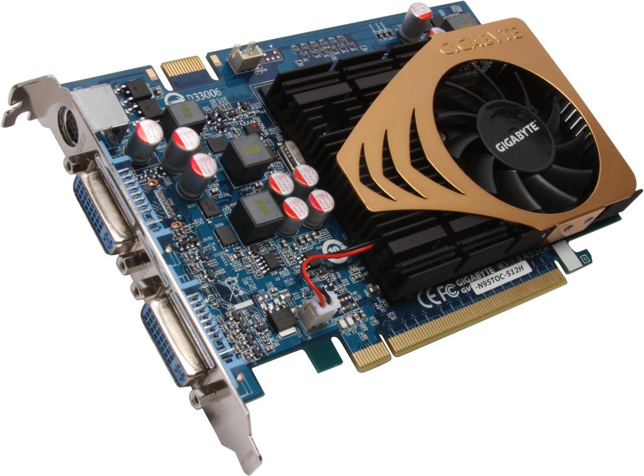 GIGABYTE GeForce 9500 GT 512MB GDDR2 PCI Express 2.0 x16 SLI Support Video Card GV-N95TOC-512H