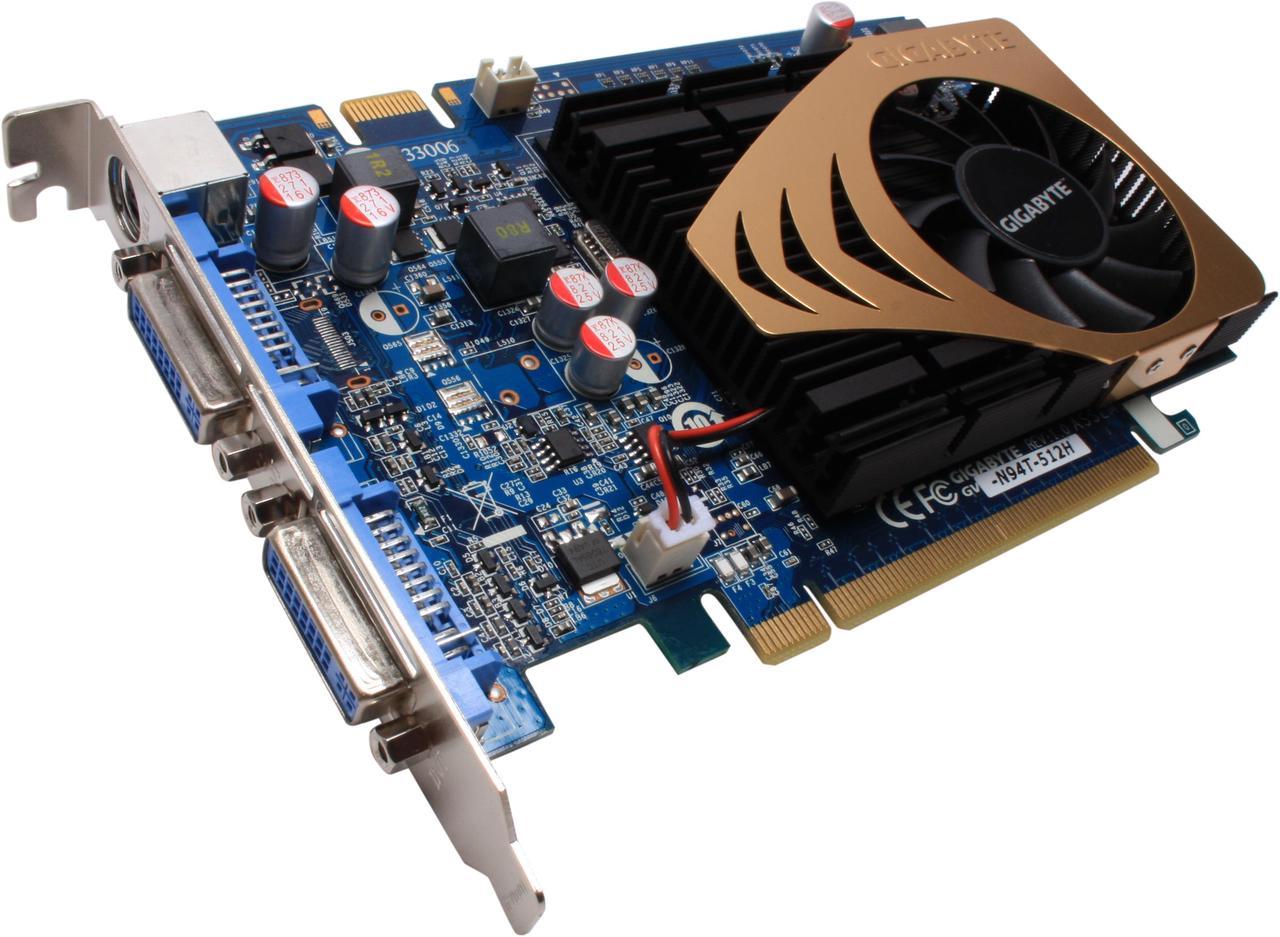 GIGABYTE GeForce 9400 GT 512MB GDDR2 PCI Express 2.0 x16 Video Card GV-N94T-512H