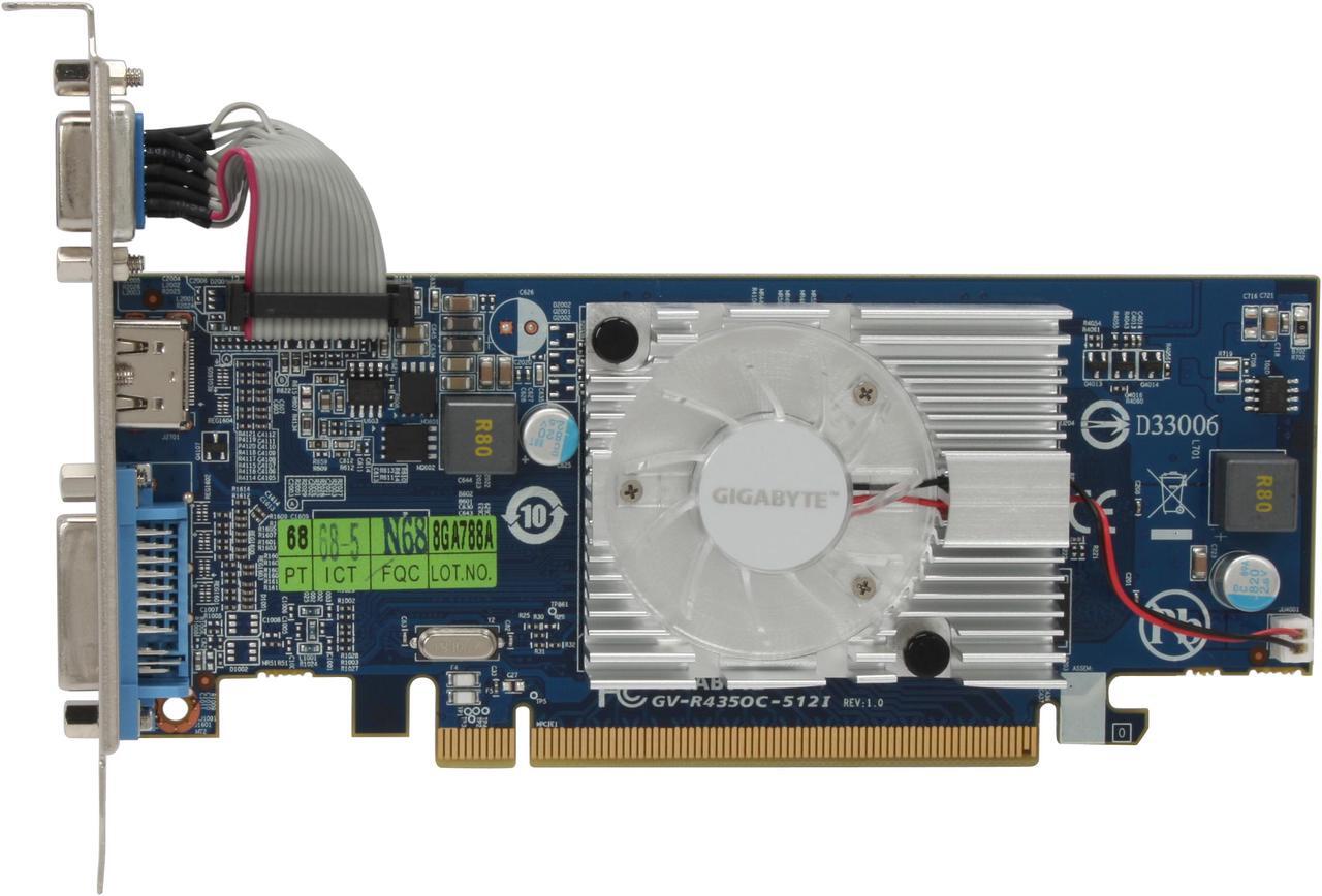 Alt view image 3 of 5 - GIGABYTE Radeon HD 4350 512MB GDDR2 PCI Express 2.0 x16 Low Profile Ready Graphics Card GV-R435OC-512I
