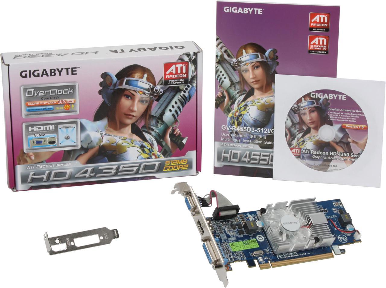 Alt view image 5 of 5 - GIGABYTE Radeon HD 4350 512MB GDDR2 PCI Express 2.0 x16 Low Profile Ready Graphics Card GV-R435OC-512I