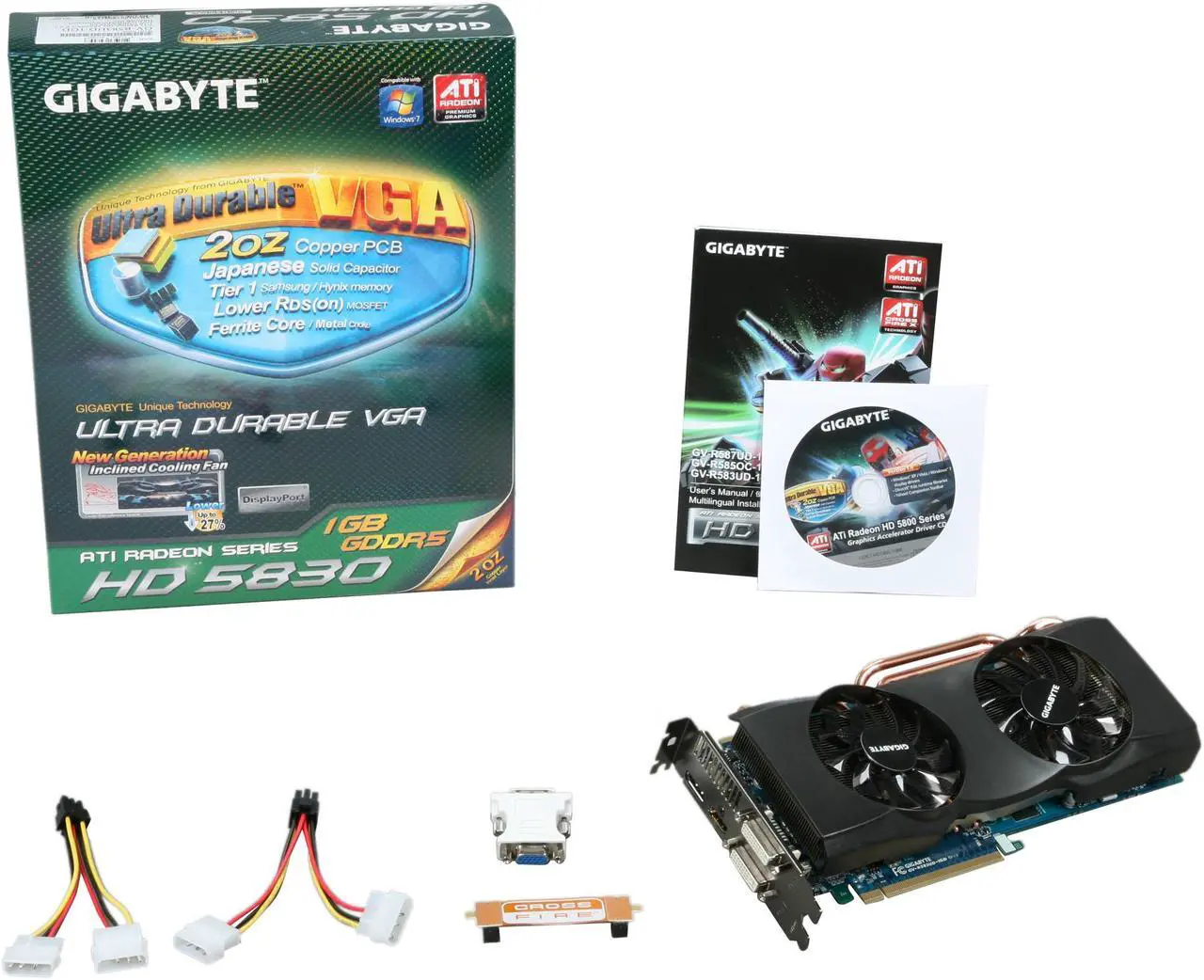 Alt view image 6 of 6 - GIGABYTE Radeon HD 5830 1GB GDDR5 PCI Express 2.1 x16 CrossFireX Support Graphics Card GV-R583UD-1GD