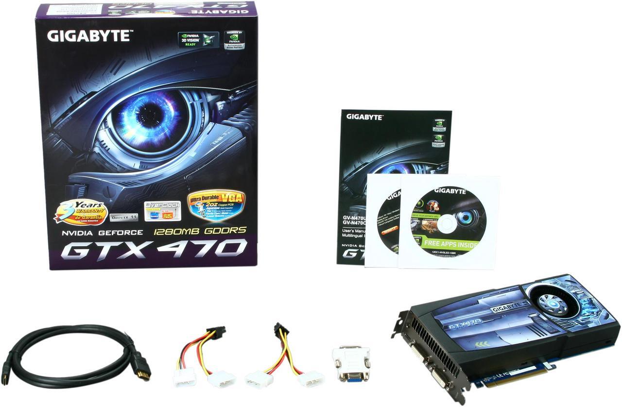 Alt view image 5 of 5 - GIGABYTE GeForce GTX 470 (Fermi) 1280MB GDDR5 PCI Express 2.0 x16 SLI Support Video Card GV-N470OC-13I