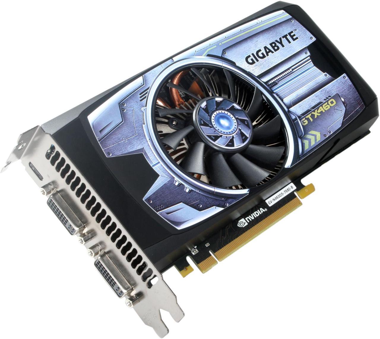 GIGABYTE GeForce GTX 460 (Fermi) 768MB GDDR5 PCI Express 2.0 x16 SLI Support Video Card GV-N460D5-768I-B