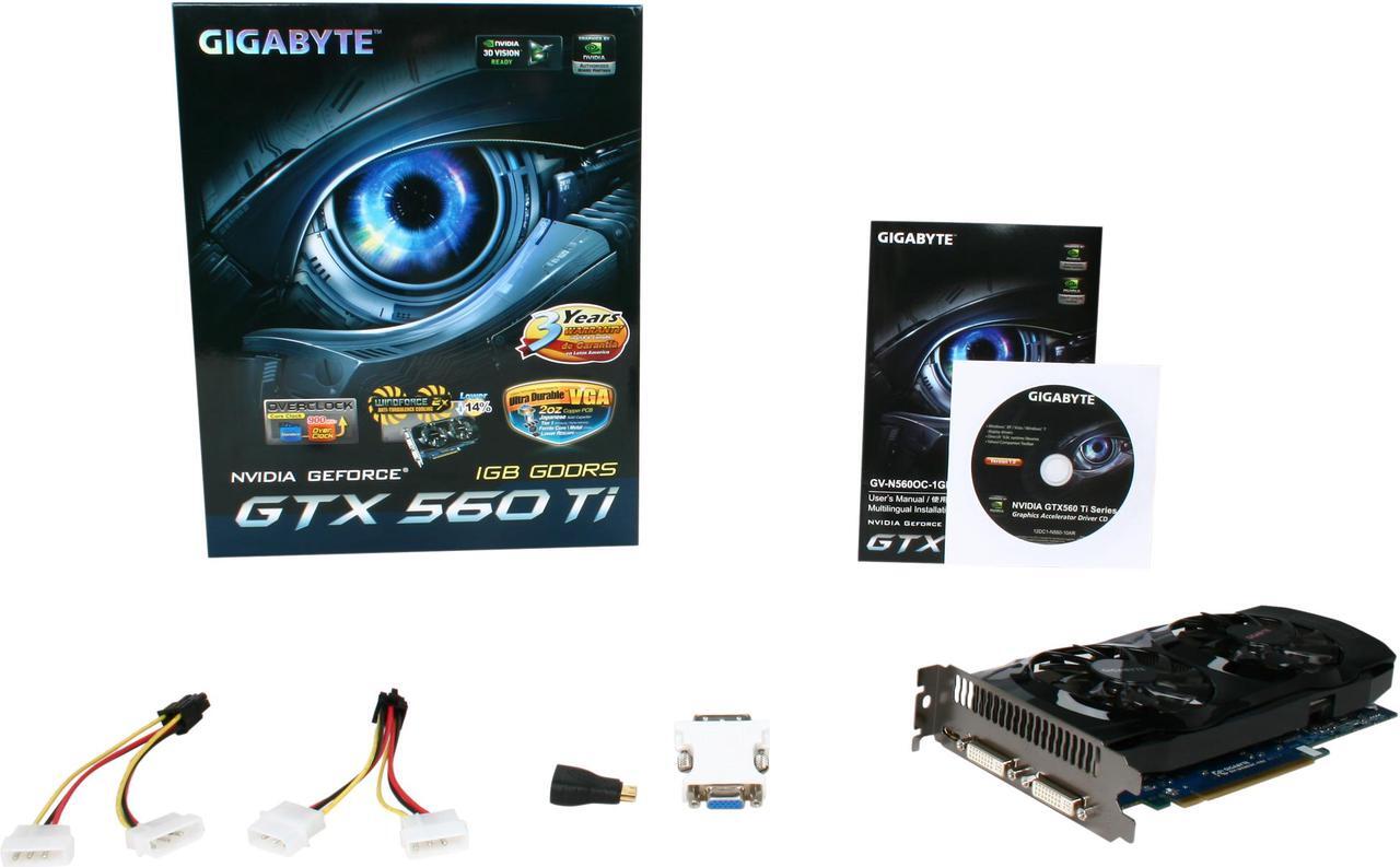 Alt view image 6 of 6 - GIGABYTE GeForce GTX 560 Ti (Fermi) 1GB GDDR5 PCI Express 2.0 x16 SLI Support Graphics Card GV-N560OC-1GI