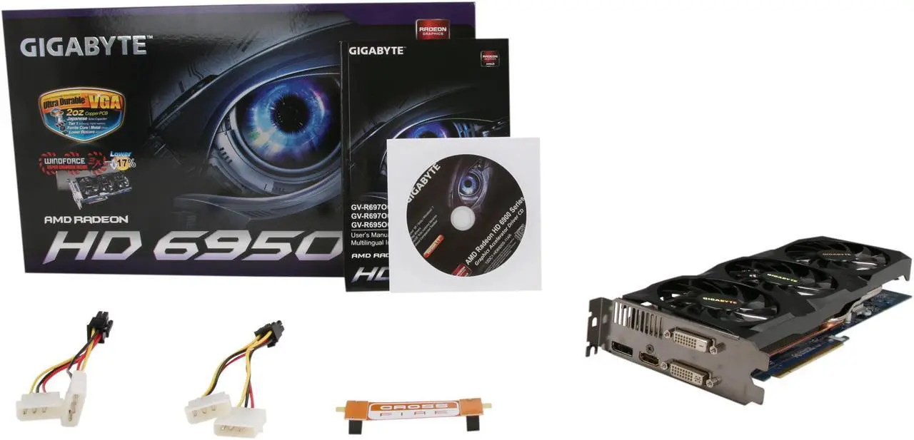 Alt view image 6 of 6 - GIGABYTE Radeon HD 6950 1GB GDDR5 PCI Express 2.1 x16 CrossFireX Support Graphics Card GV-R695OC-1GD