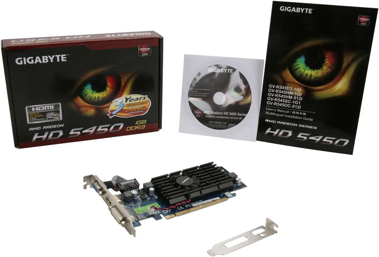 Alt view image 6 of 6 - GIGABYTE Radeon HD 5450 1GB DDR3 PCI Express 2.1 x16 CrossFireX Support Low Profile Ready Graphics Card GV-R545D3-1GI
