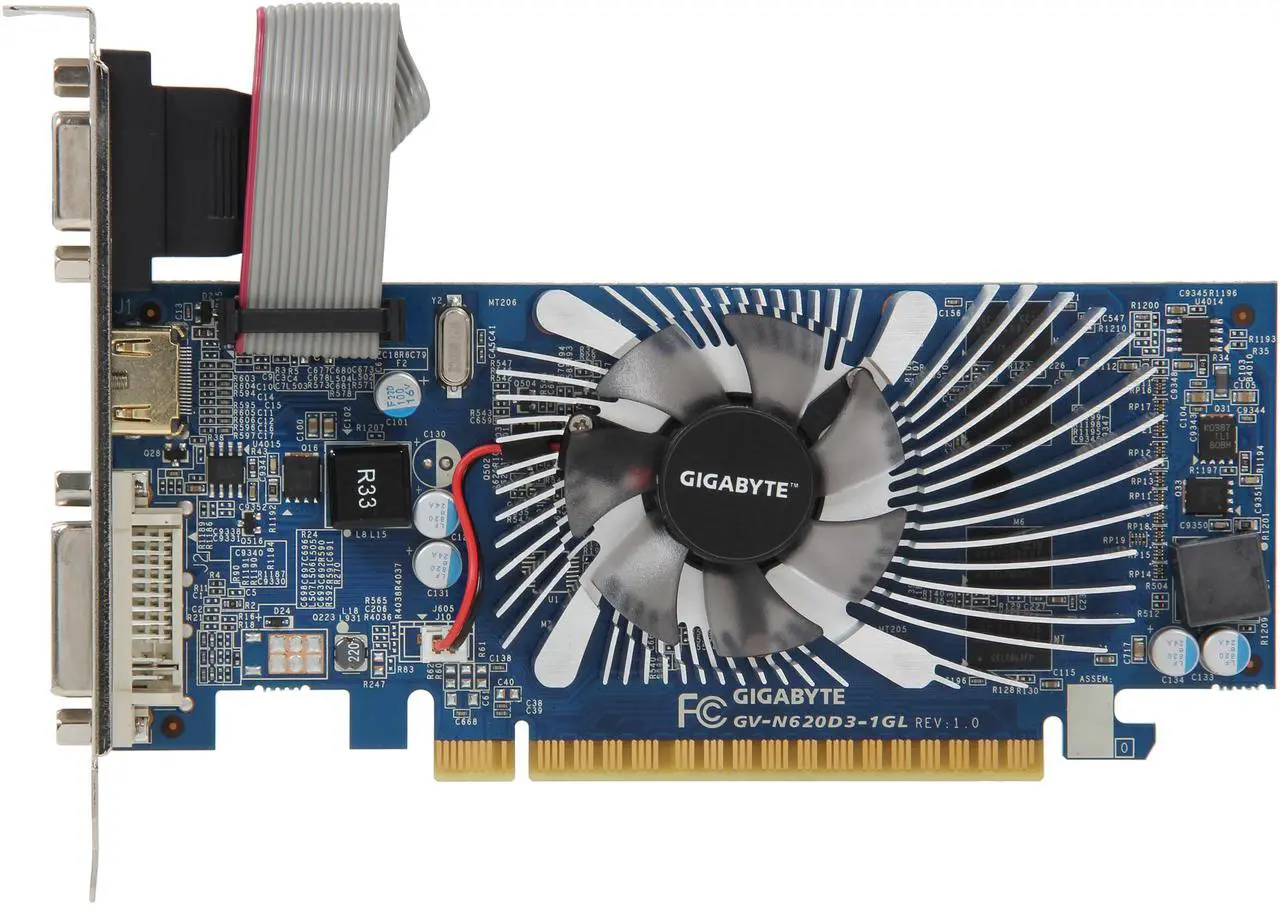 Alt view image 3 of 5 - GIGABYTE GeForce GT 620 1GB DDR3 PCI Express 2.0 x16 Low Profile Graphics Card GV-N620D3-1GL