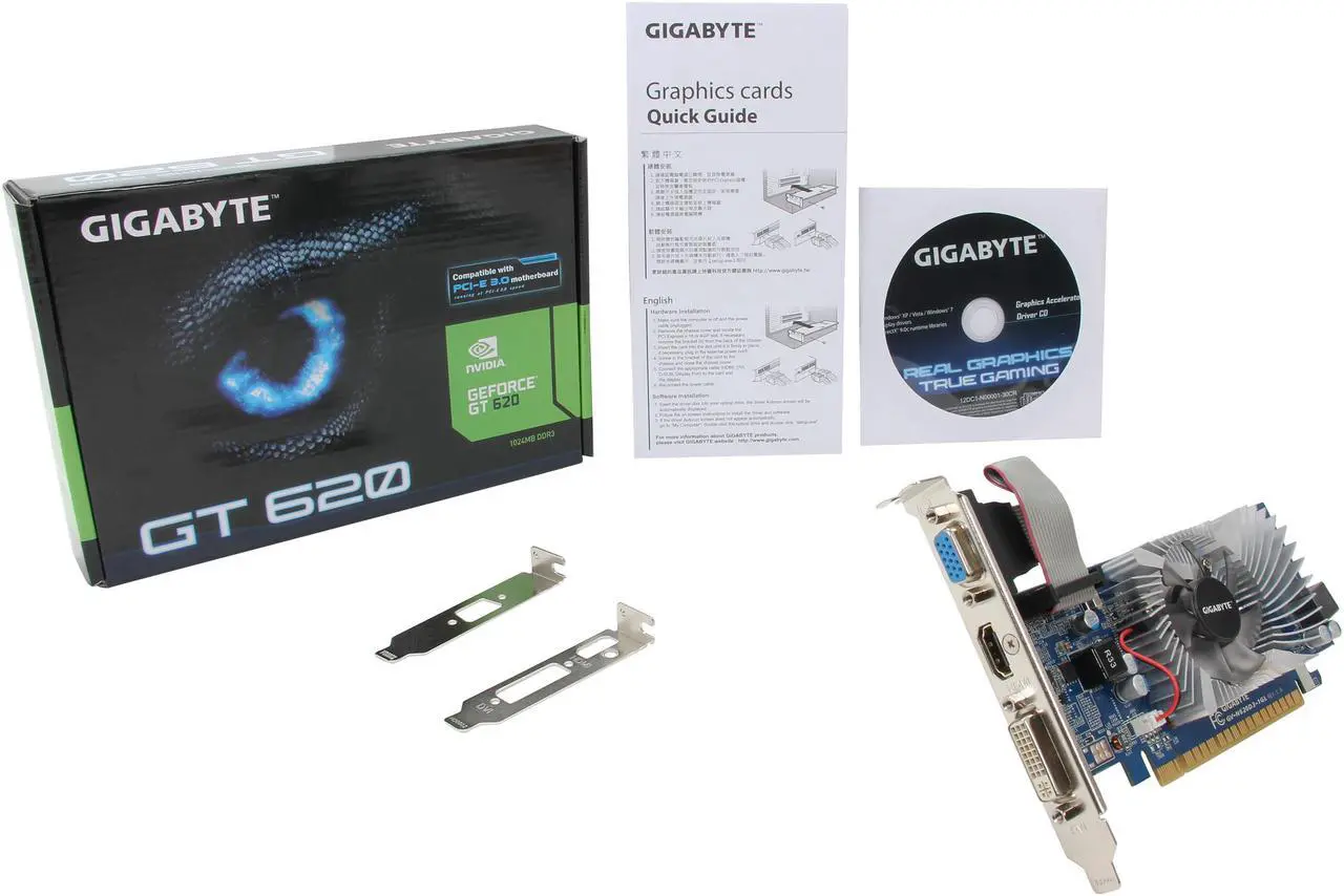 Alt view image 5 of 5 - GIGABYTE GeForce GT 620 1GB DDR3 PCI Express 2.0 x16 Low Profile Graphics Card GV-N620D3-1GL