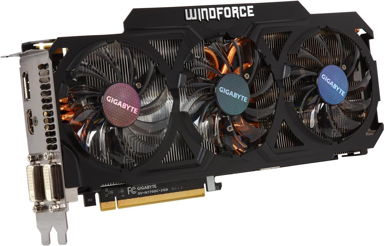 Main image of GIGABYTE GV-N770OC-2GD G-SYNC Support GeForce GTX 770 2GB 256-Bit GDDR5 PCI Express 3.0 HDCP Ready WindForce 3X 450W Video Card