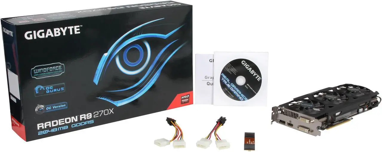 Alt view image 6 of 6 - GIGABYTE Radeon R9 270X 2GB GDDR5 PCI Express 3.0 CrossFireX Support Graphics Card GV-R927XOC-2GD